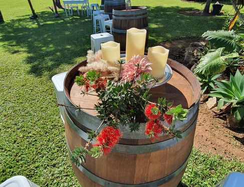 oak barrel floral display Innisfail