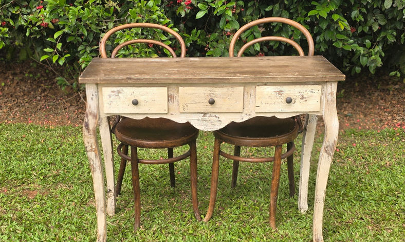 Rustic distressed wedding signing table Cassowary Coast 