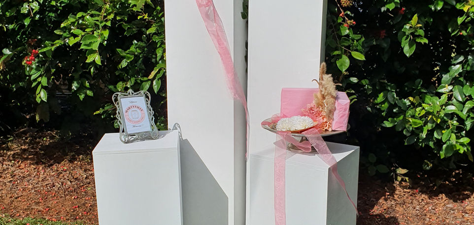 White wedding plinth hire Cassowary Coast