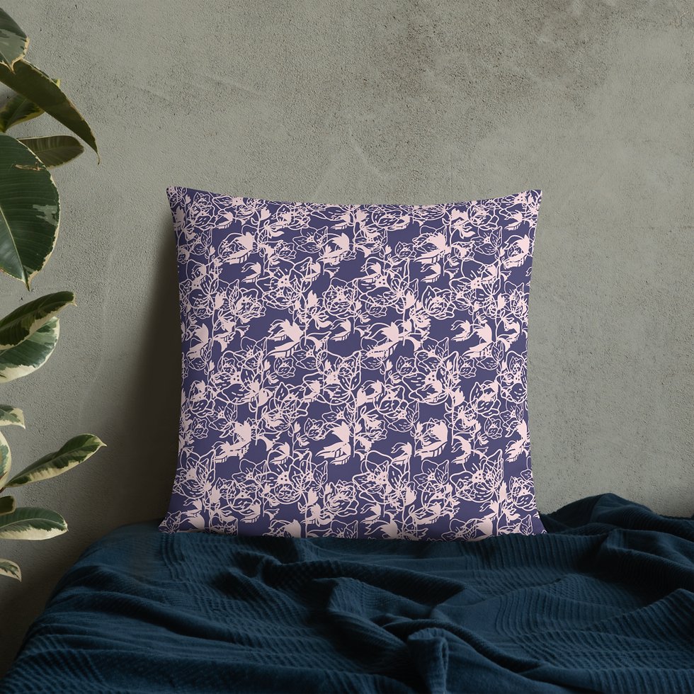 Thumbnail: Blue and Pink floral Basic Pillow