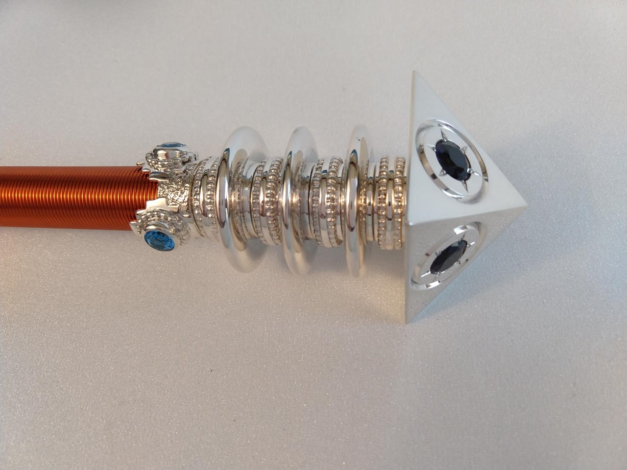 The Pyramid Sceptre in Silver with silver windings and discs detail