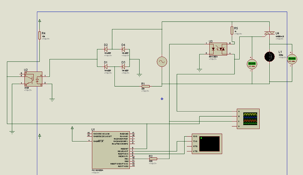 AC Power Control with Thyristor Phase Angle Control using triac with