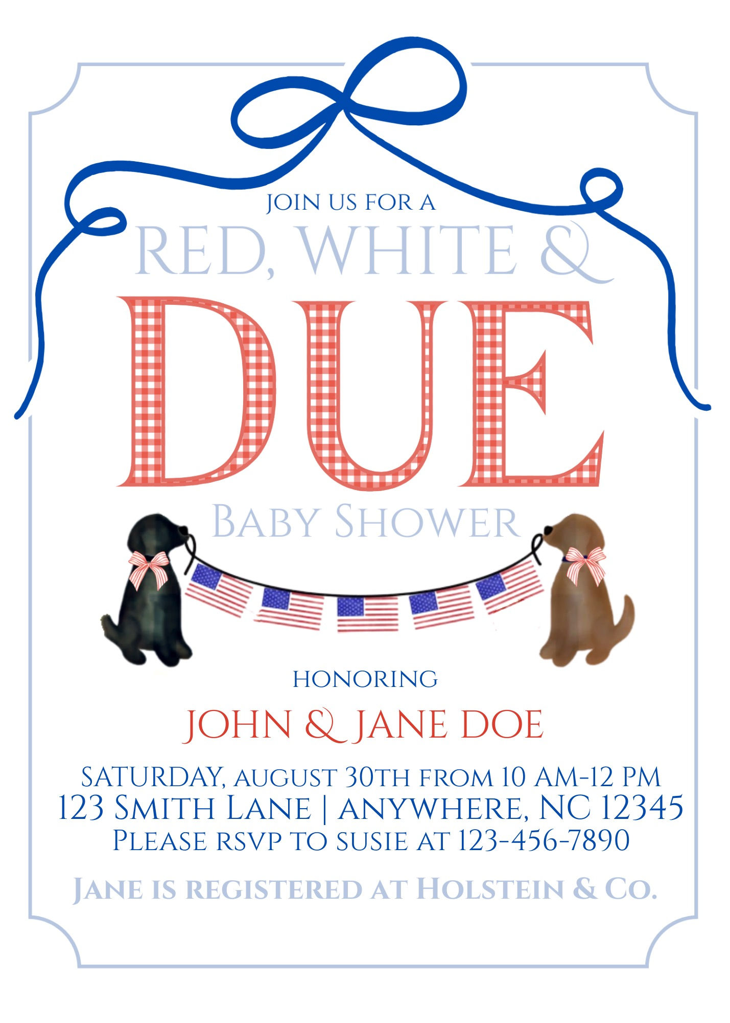 Red, White & Due Baby Shower Invitation