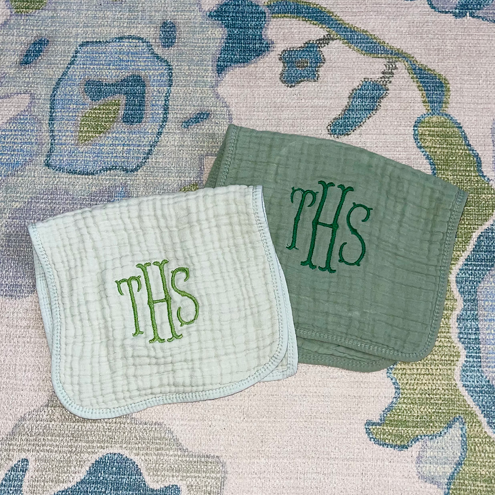 Green Monogram Burp Cloths