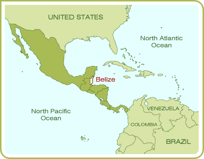 This map shows the location of Belize. Belize is in Central America. Please contact us regarding information on how to get to Belize.