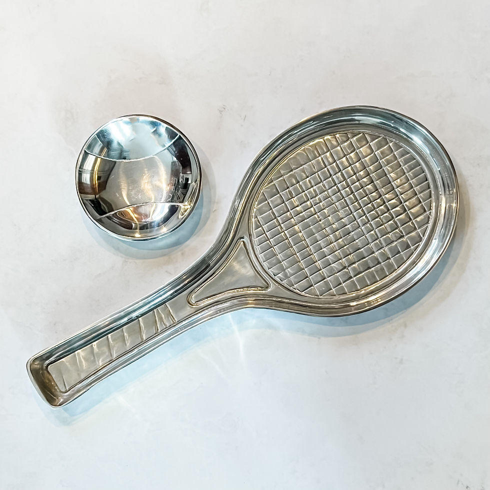 Thumbnail: Tennis racquet serving tray with detached tennis ball bowl