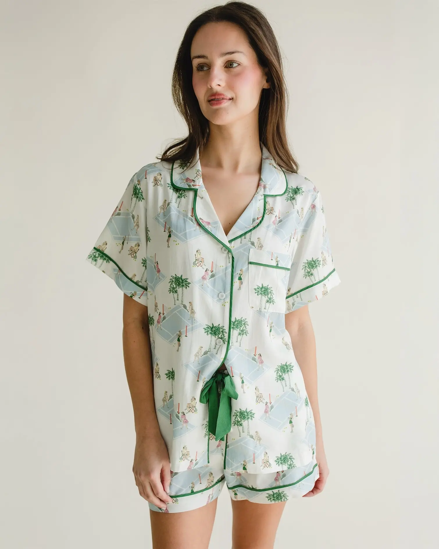 Palm Courts Pajama Shorts Set