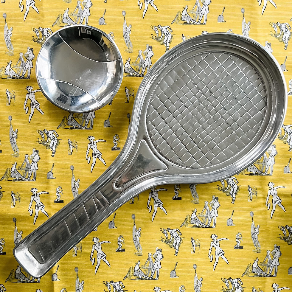 Thumbnail: Tennis racquet serving tray with detached tennis ball bowl