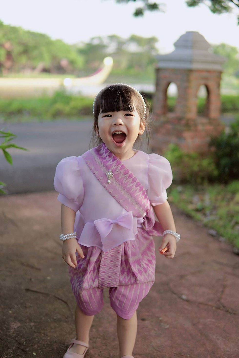 ภาพขนาดย่อ: ชุดไทยเด็ก set Metta-lilac/pink