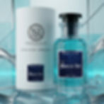 Ministry of Sillage Project Hawas Ice parfum with luxury packaging in icy blue futuristic premium display setting for showcas