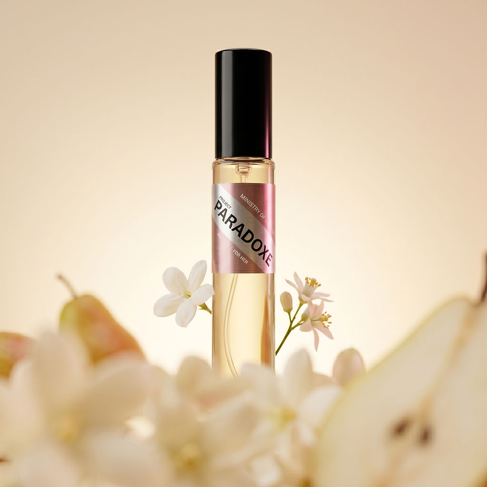 Thumbnail: Project Paradoxe Parfum for Her by Ministry of Sillage surrounded by soft florals and pear notes