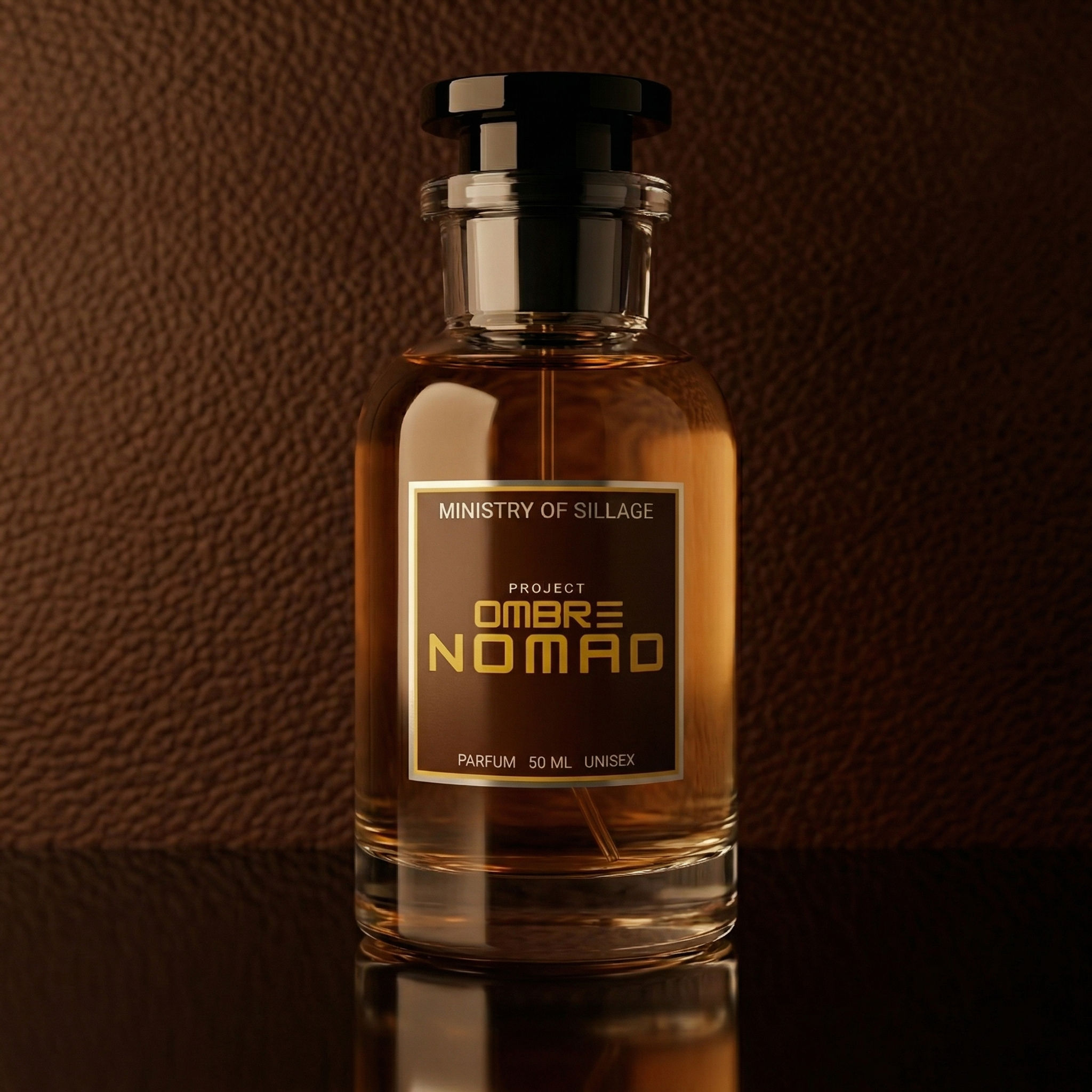 Project Ombre Nomad Parfum bottle by Ministry of Sillage with warm amber luxury aesthetic