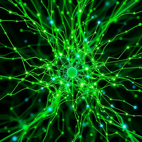 create an artificial neural network in green and blue.jpg
