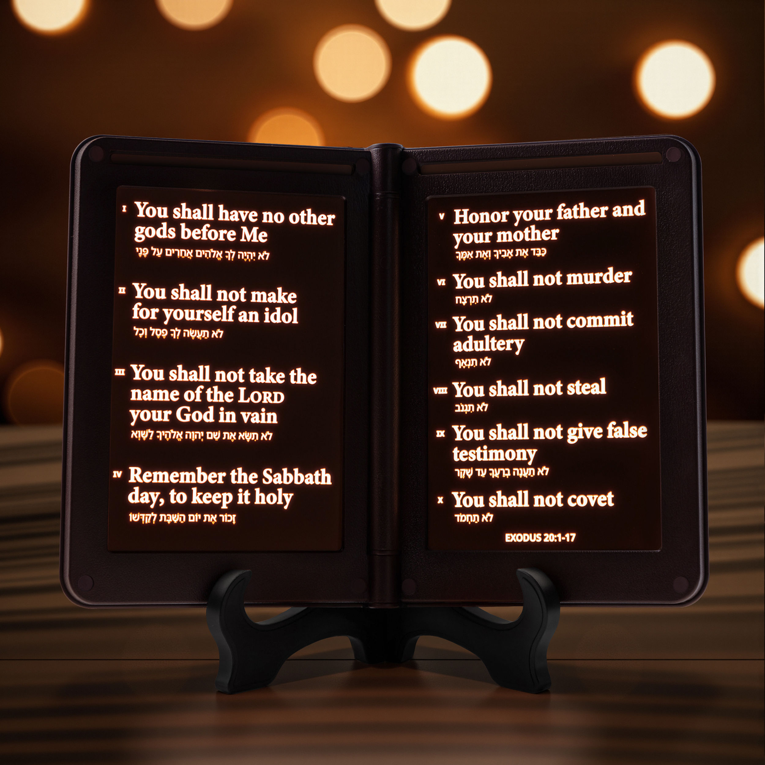 Thy Word Decor Light, Book Shape Night Light, Decalogue