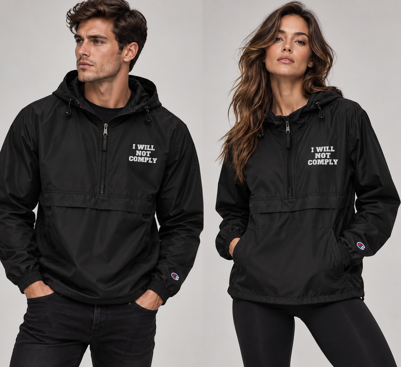 I Will Not Comply Unisex Embroidered Champion Packable Jacket