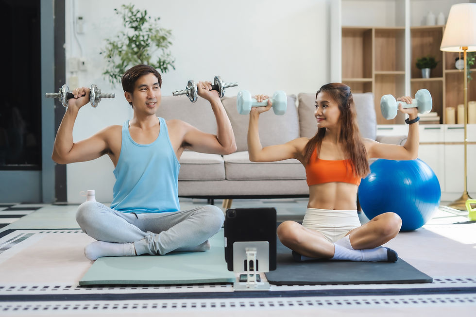 A man and a woman working out