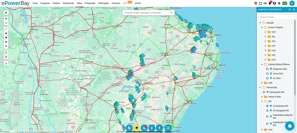Captura de Tela do Mapa Interativo da Plataforma ePowerBay