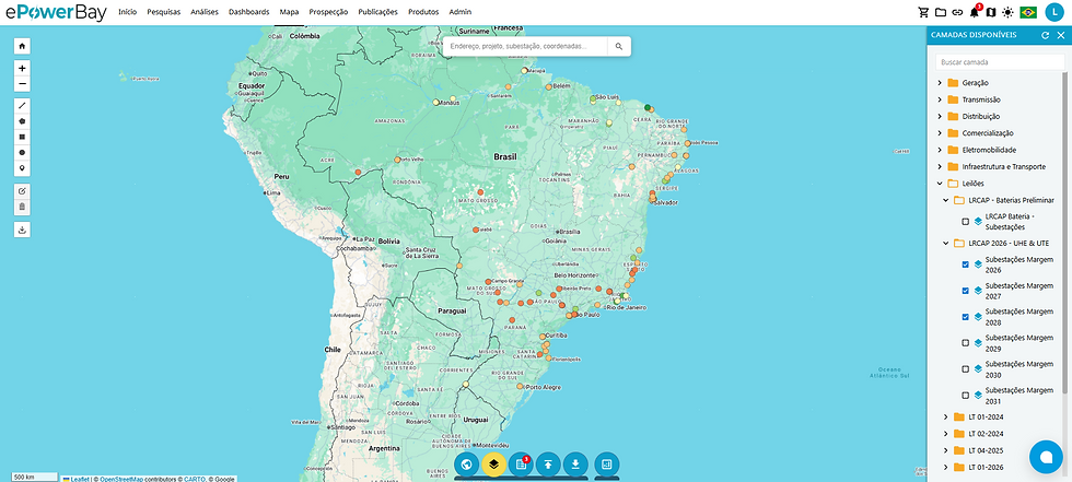 Captura de Tela do Mapa da Plataforma ePowerBay
