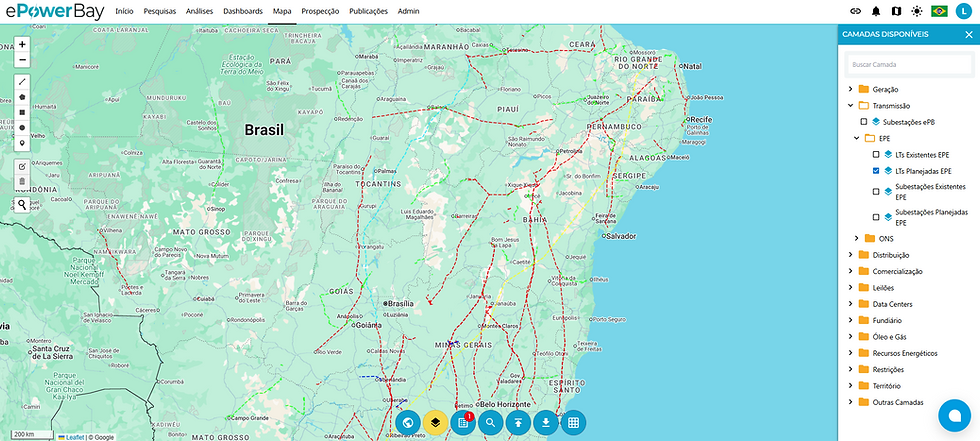 Captura de Tela do Mapa da Plataforma ePowerBay