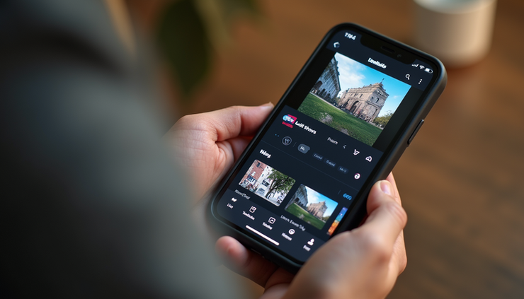 Yakın çekim, YouTube Shorts uygulamasında video düzenleme ekranı