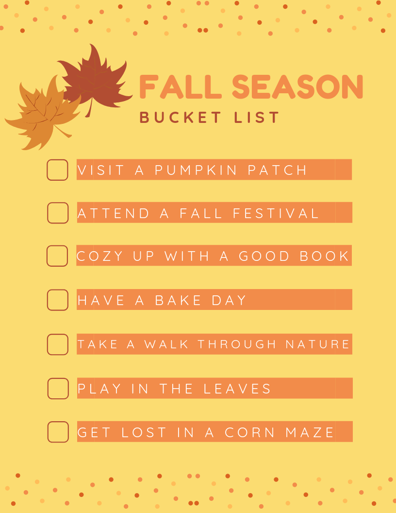 Fall Bucket List printable