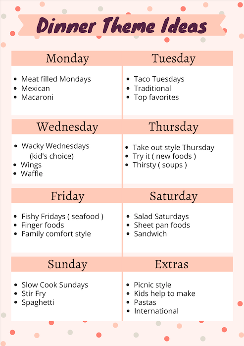 free printable weekly menu planner