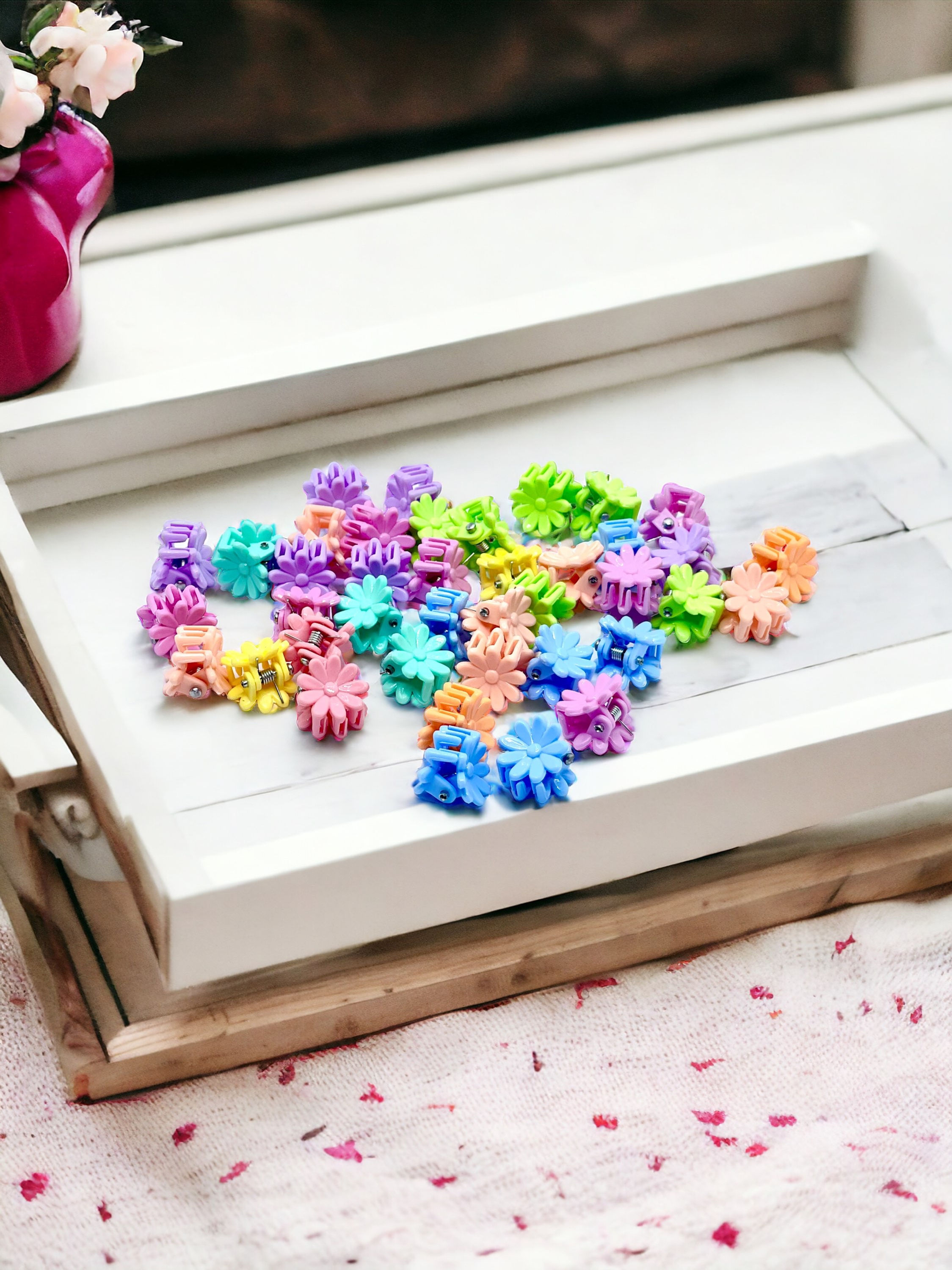 Mini Coloured Flower Clips