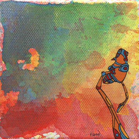 Original robot design by Ezerd on a colorful background
