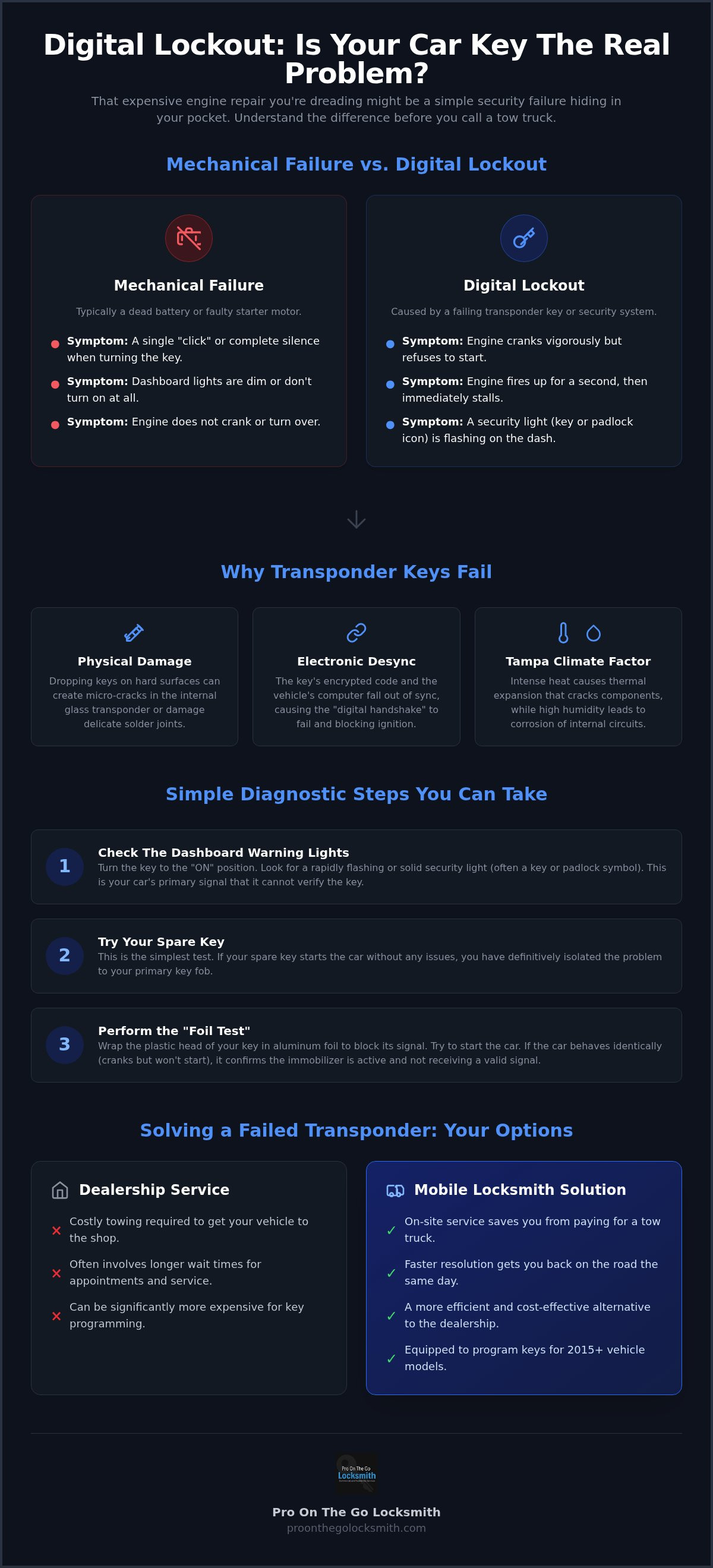 Symptoms of a bad transponder key