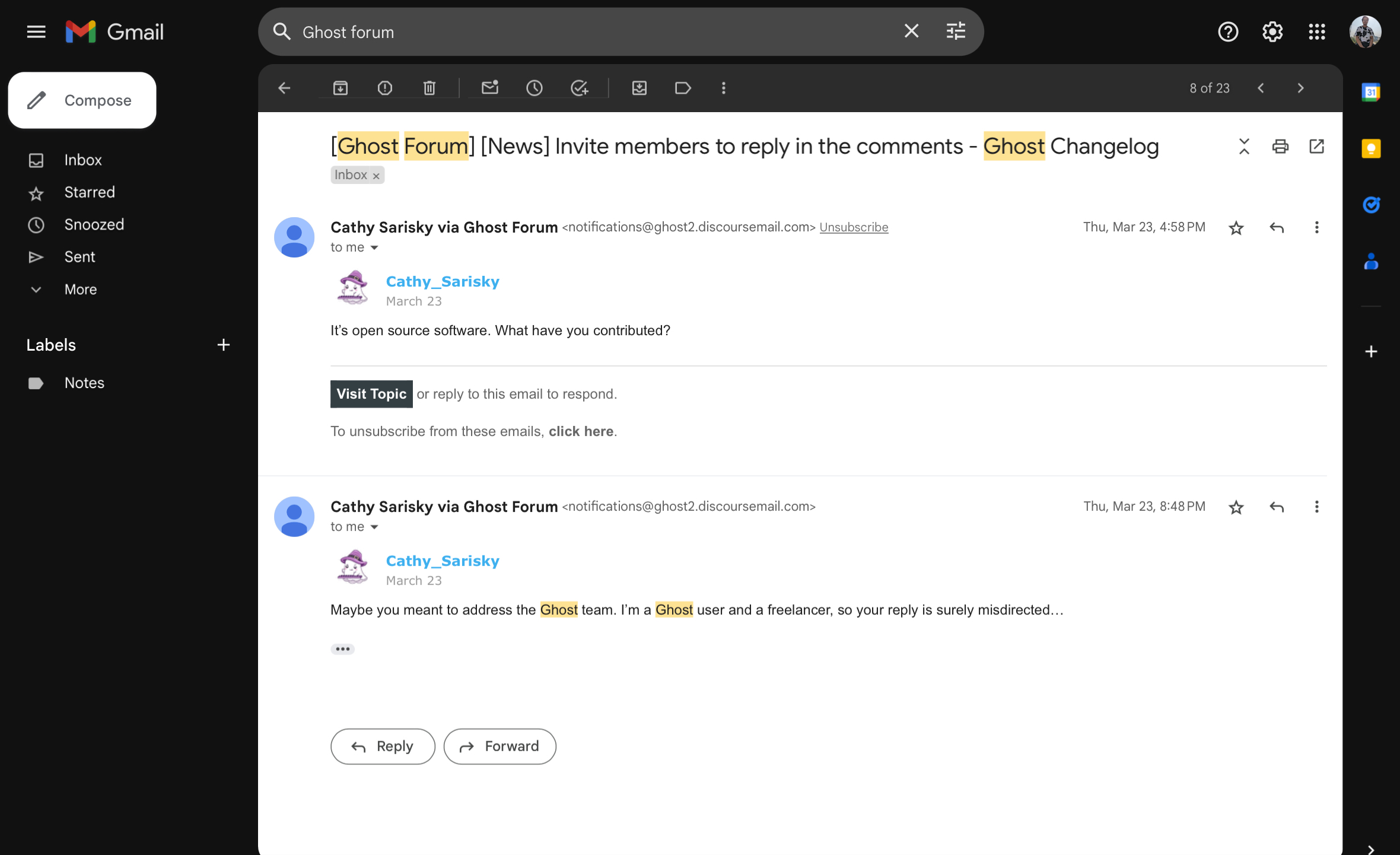My proof of conversion on Ghost’s forum