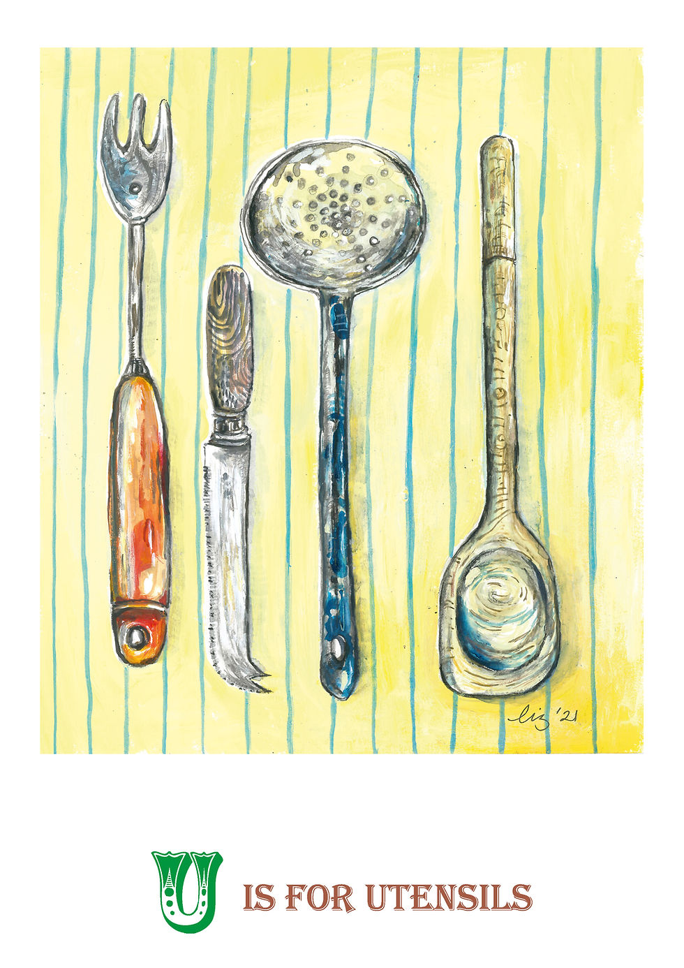Alphabet card U Utensils