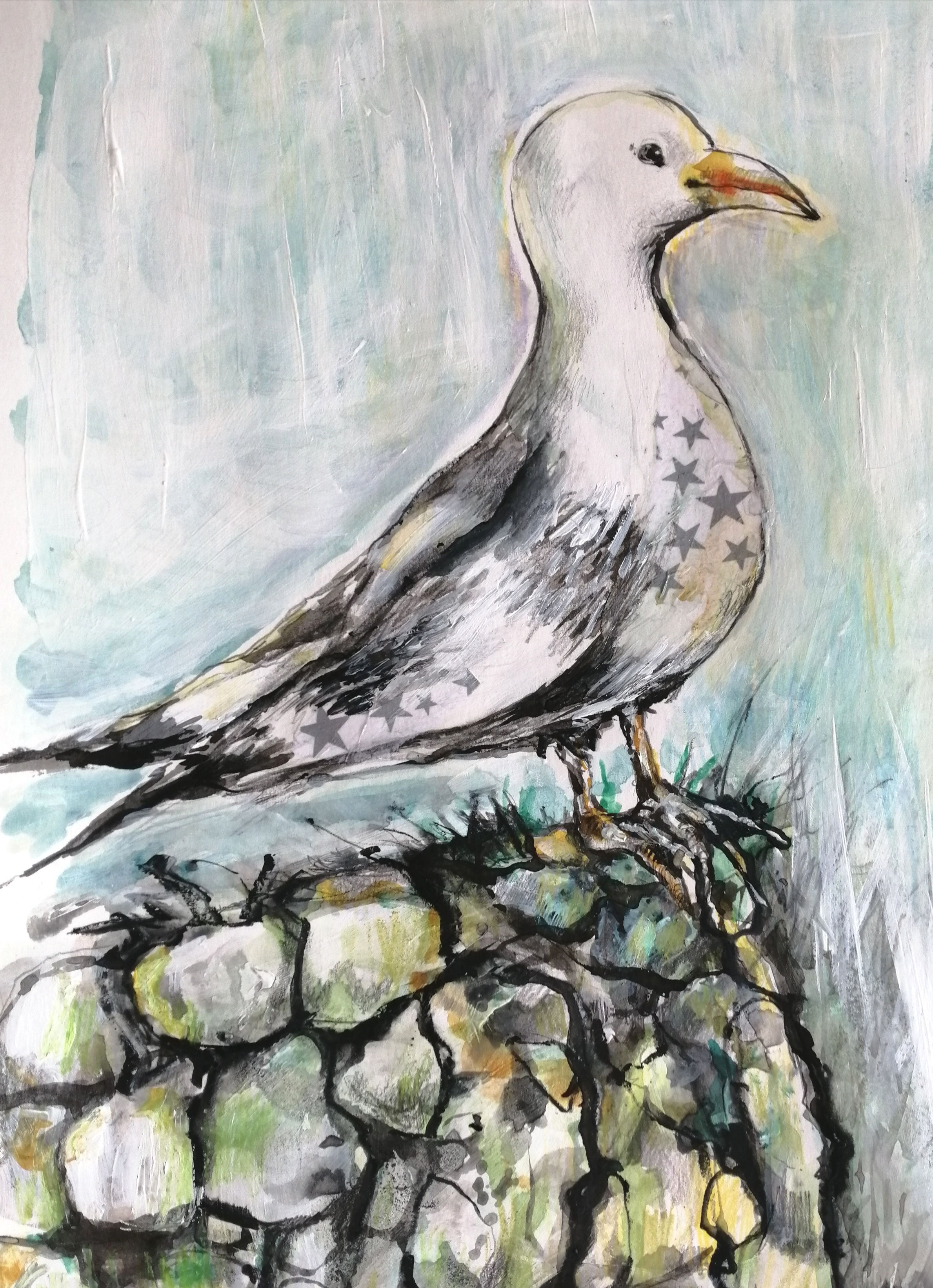 Tern on a rock large card