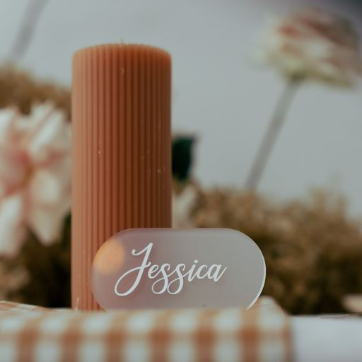 Oval Frosted Clear Place cards/ Duel Bombinere