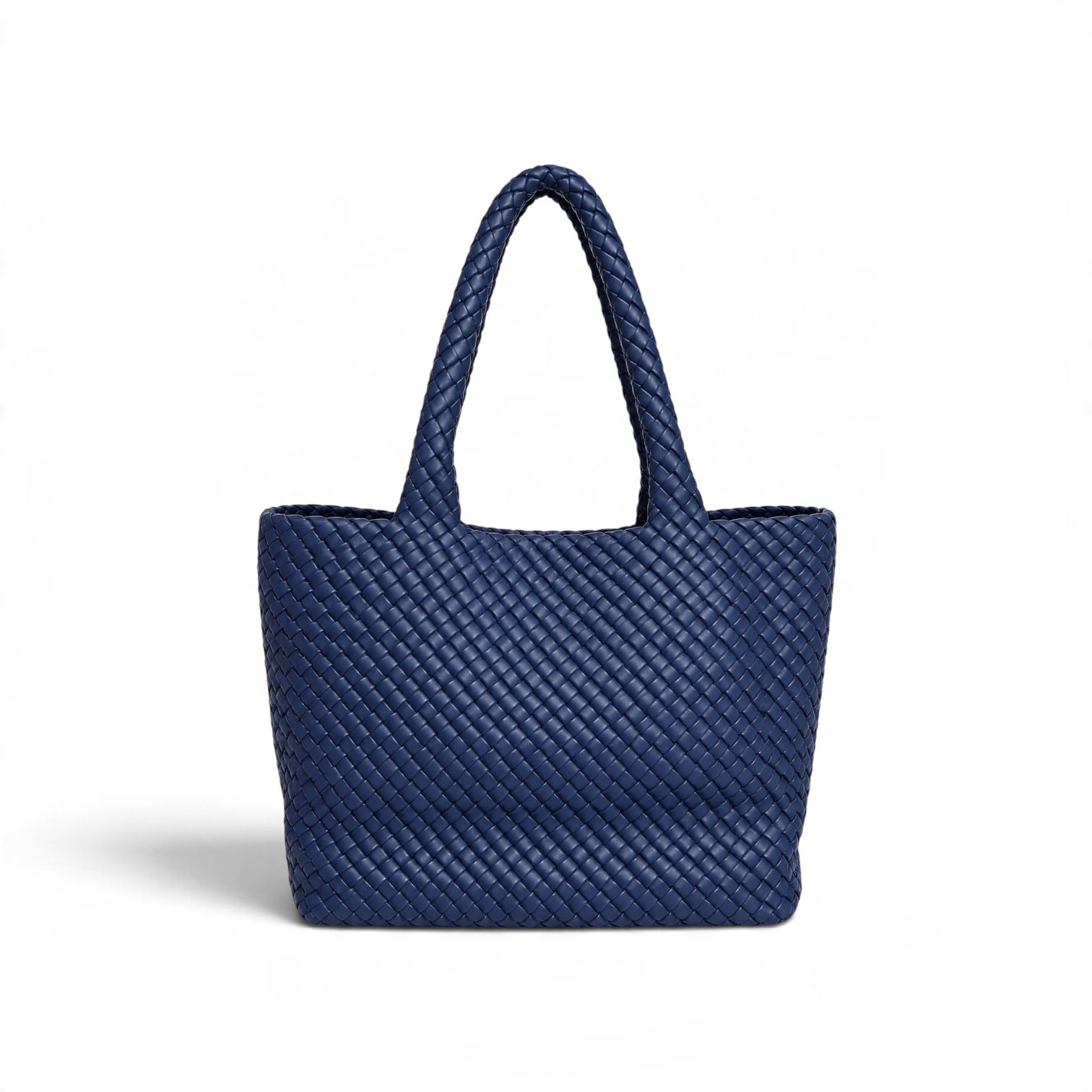 Luna Woven Vegan Leather Tote Bag – Midnight Navy
