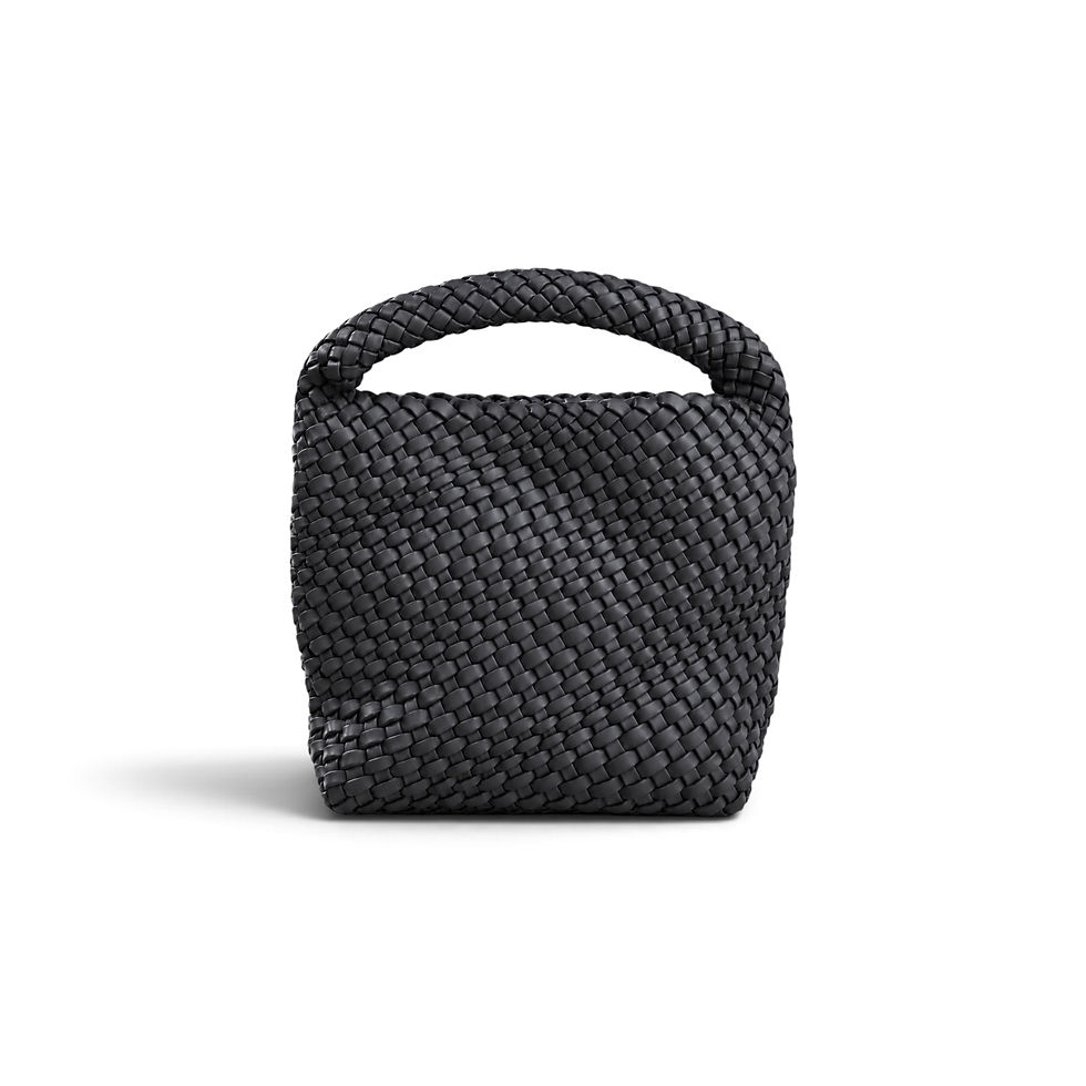 Thumbnail: Black Woven Vegan Leather Bag