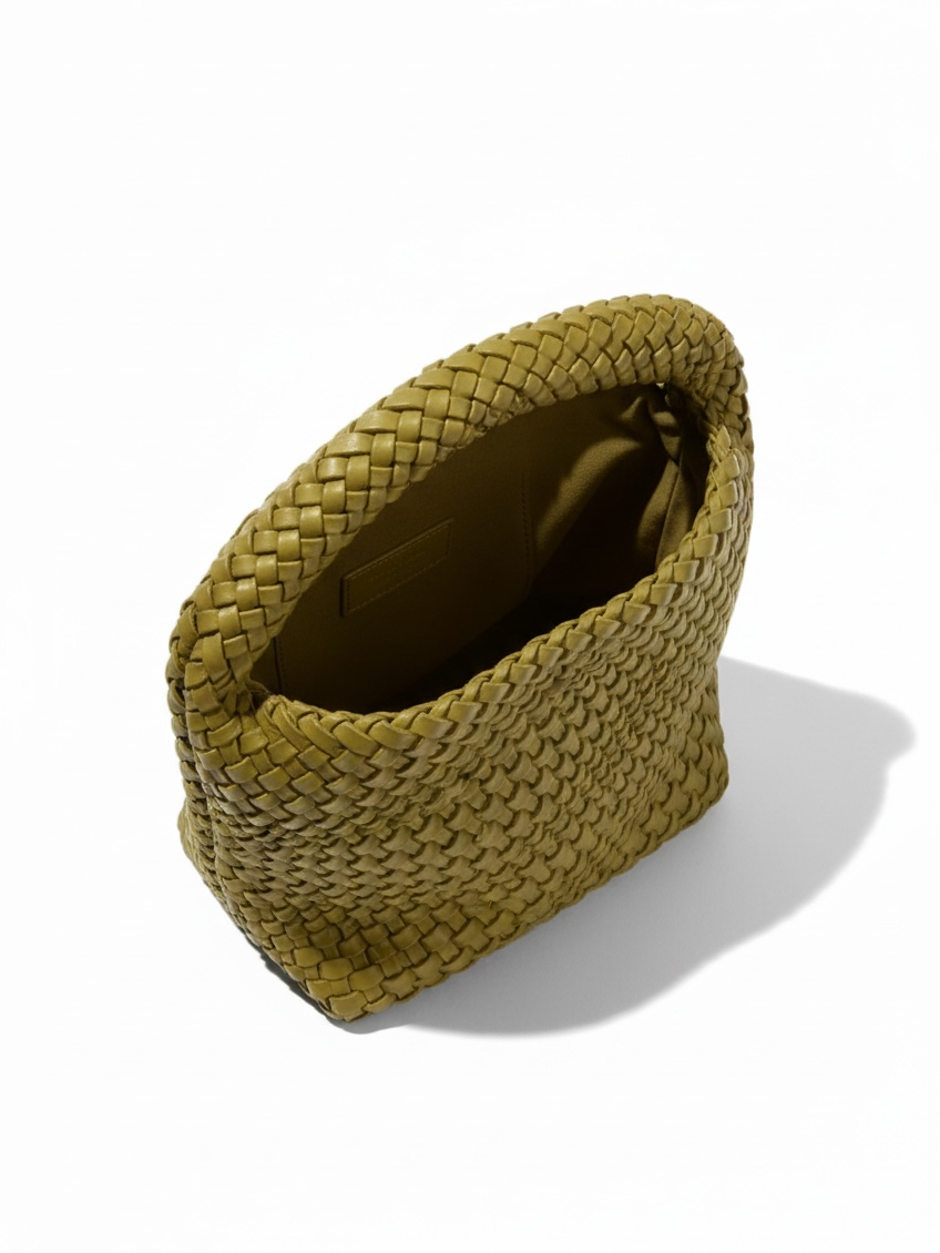 Thumbnail: Olive Woven Vegan Leather Bag