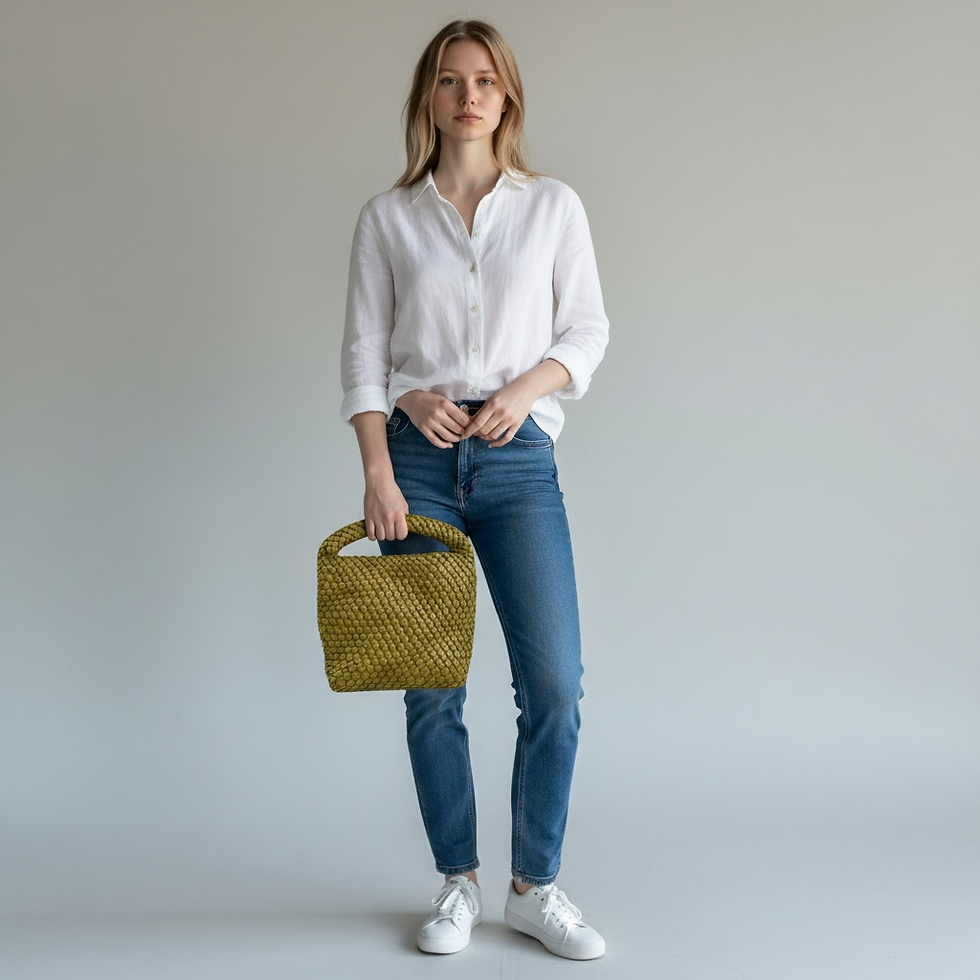 Thumbnail: Olive Woven Vegan Leather Bag