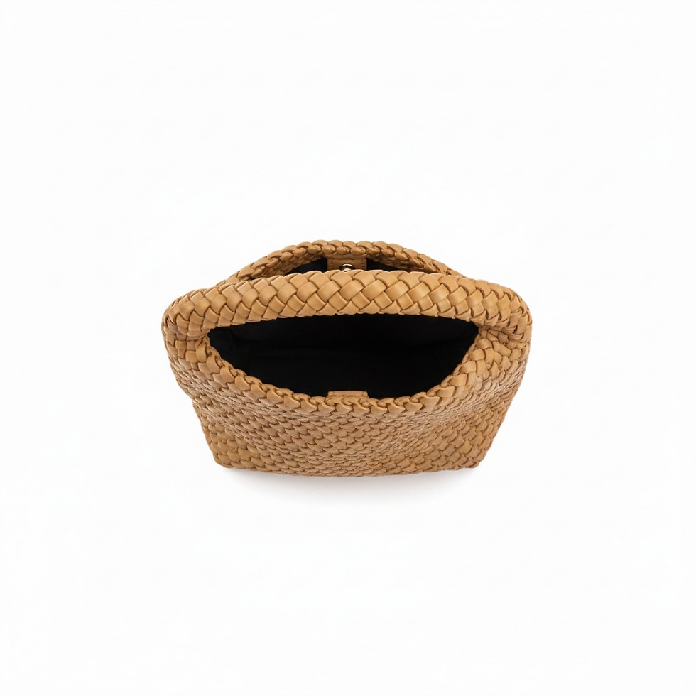 Thumbnail: Camel Woven Vegan Leather Bag