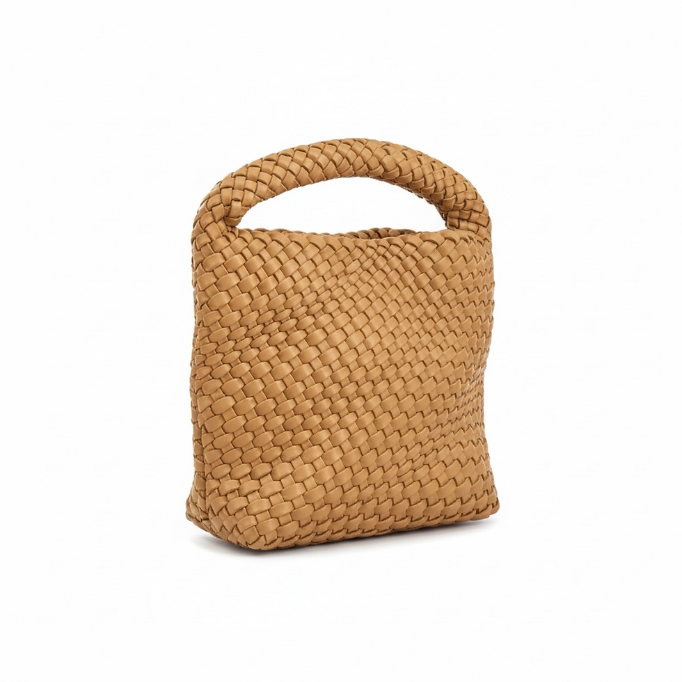 Thumbnail: Camel Woven Vegan Leather Bag