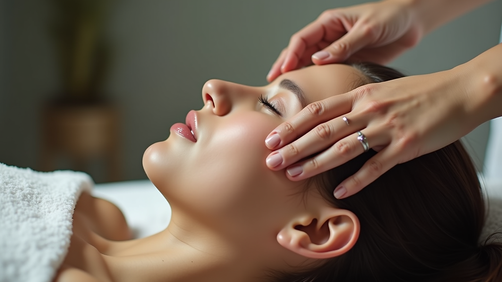 Close-up view of a scalp receiving a gentle massage