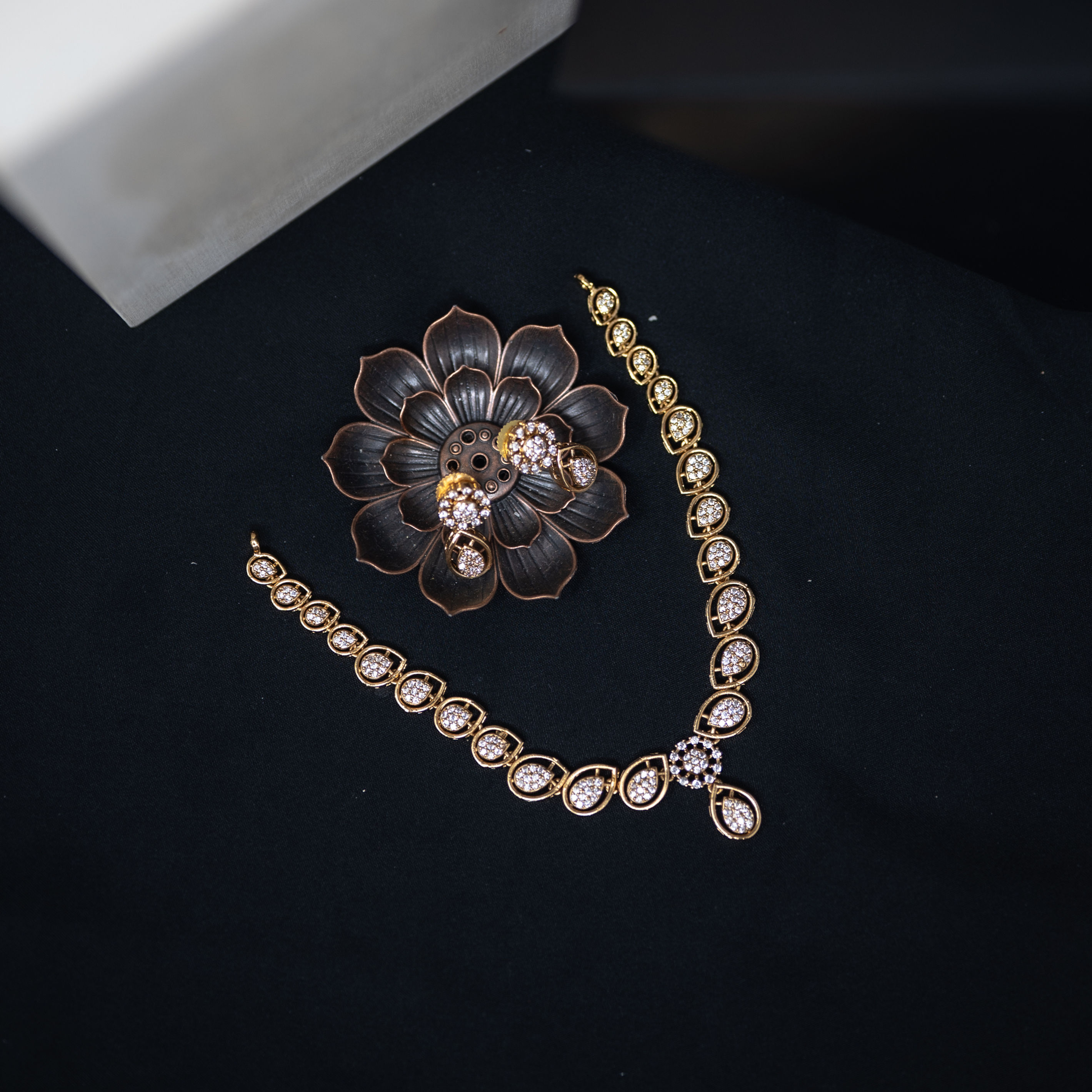 White American Diamond Tear Drop Neckpiece