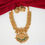 Thumbnail: Matte Gold Mayil Lakhsmi Necklace with Green Stone