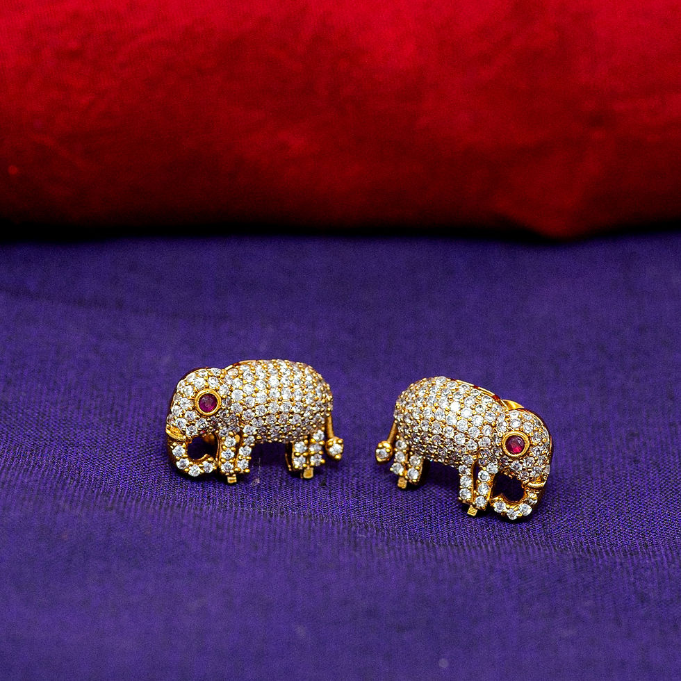 Thumbnail: Matte Gold Finished Yanai Adigai with Ad Stones