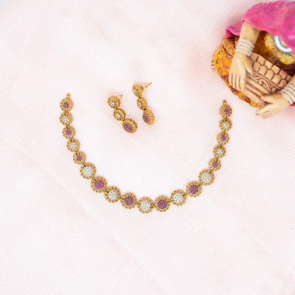 Pink & White AD Stone Statement Neckpiece