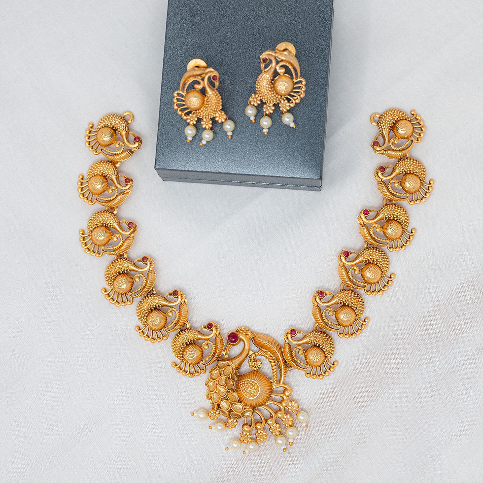 Gold Finished Mayil Short Neckpiece