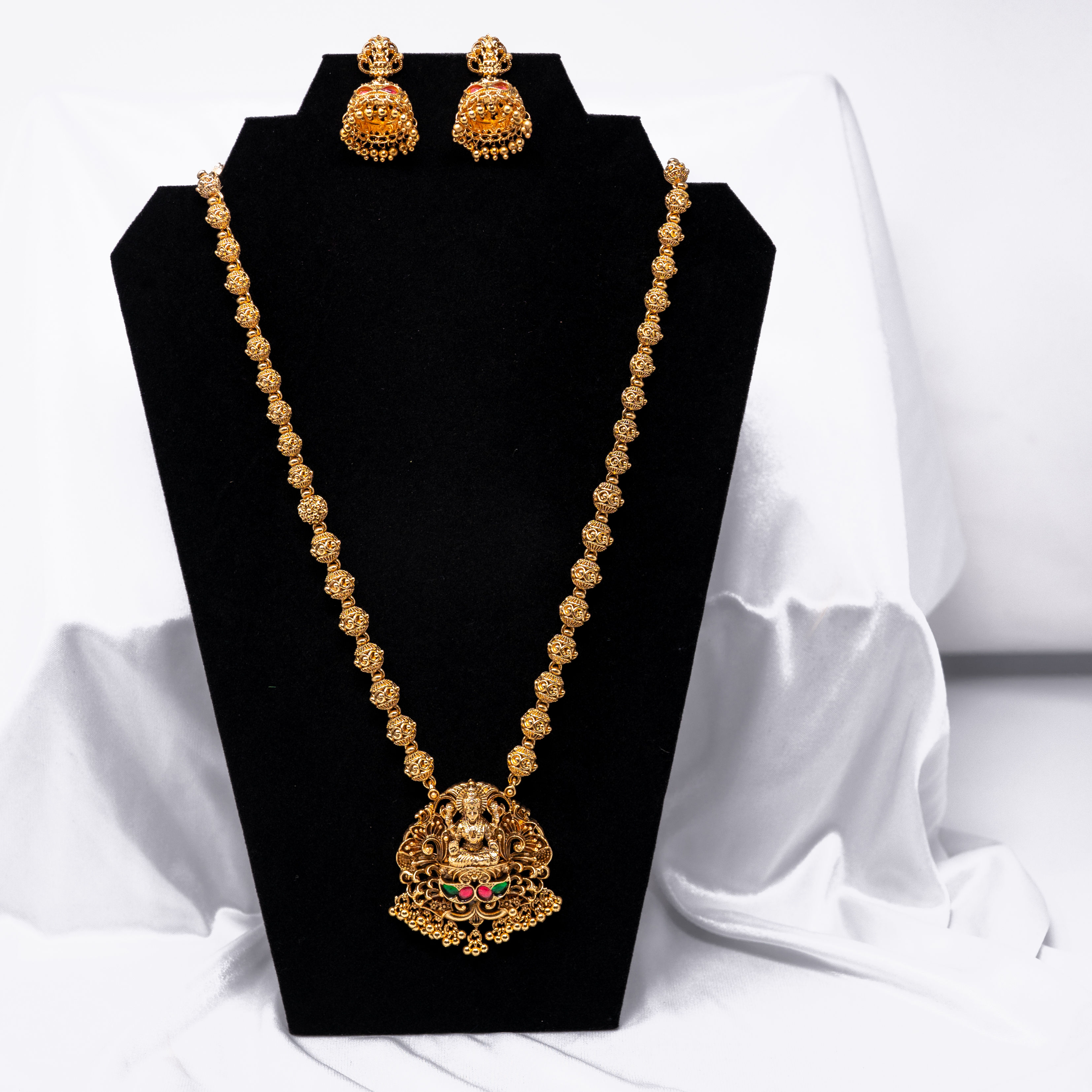 Matte Lakshmi Haram with Multi Stones