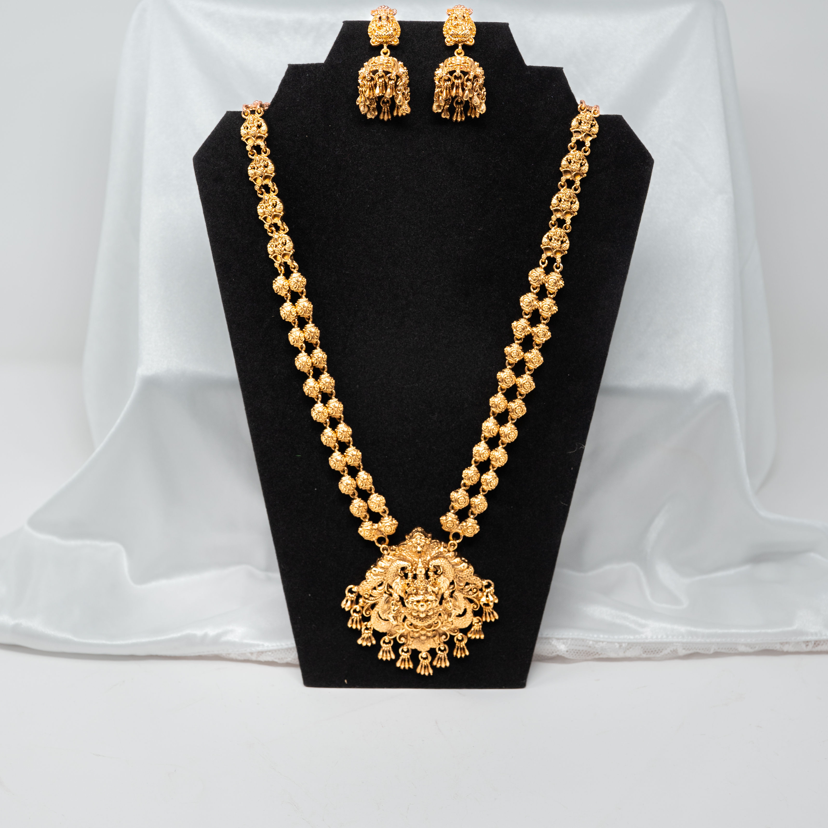 Gold Finished Layered Lakshmi Haram