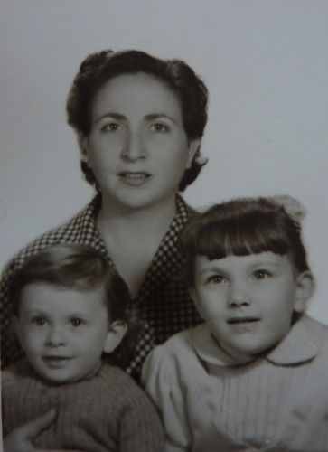 Yvonne Gholam: Yvonne' passport photo with her two children. 1957