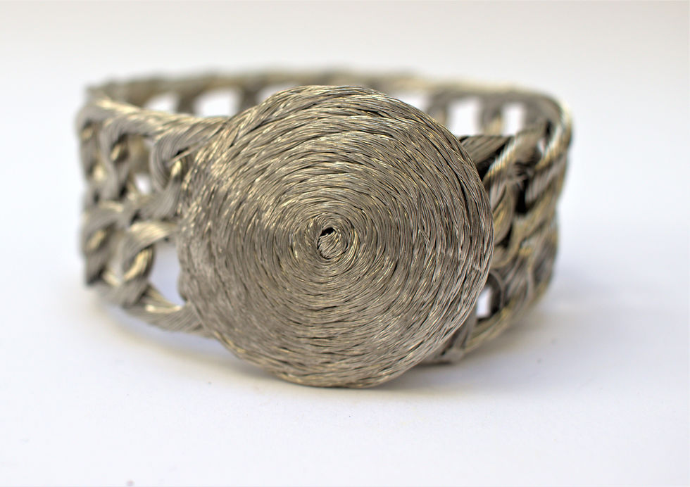 Thumbnail: Double Loop antique silver copper bracelet