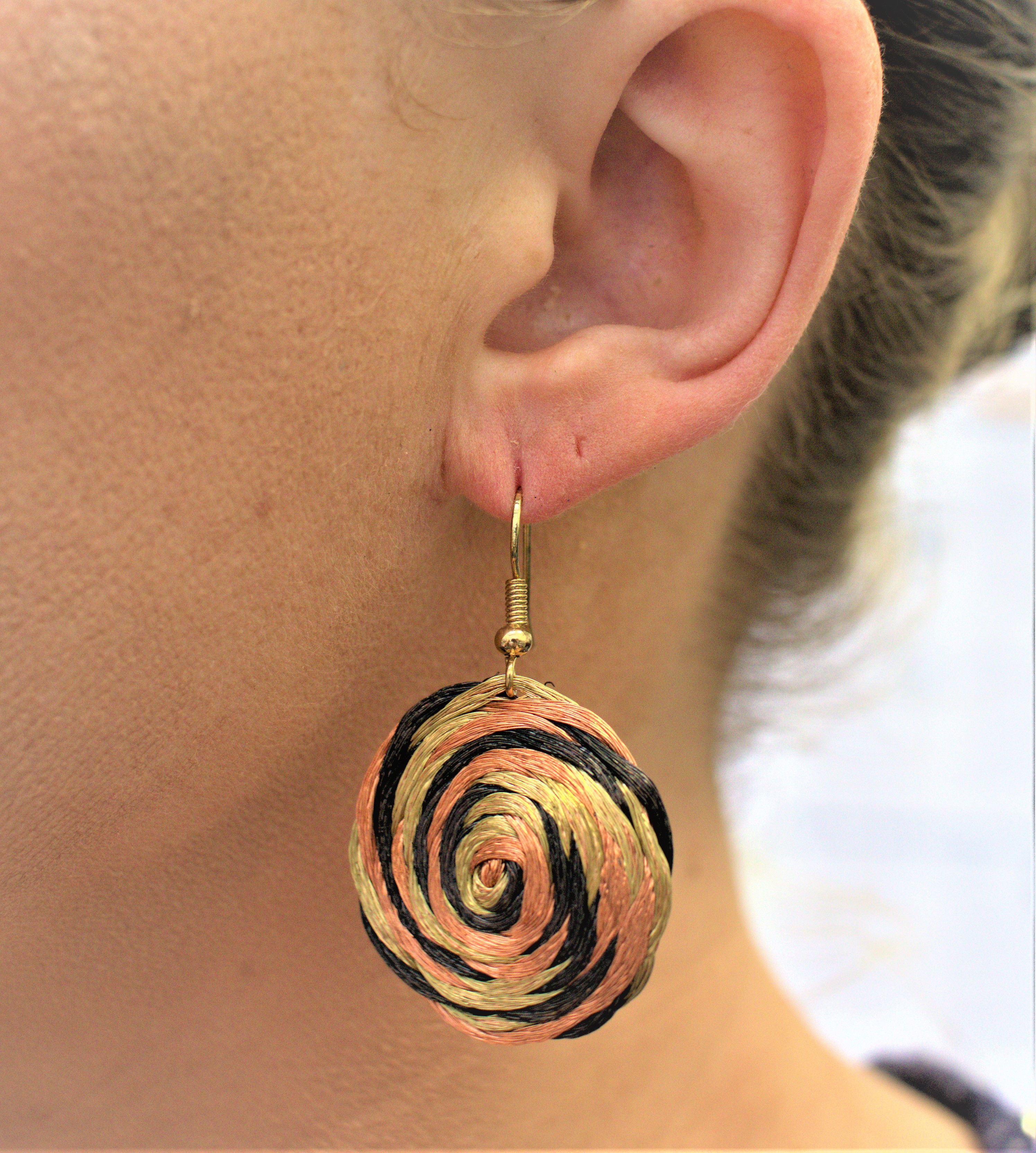 Orange, Gold & Black Copper Earring